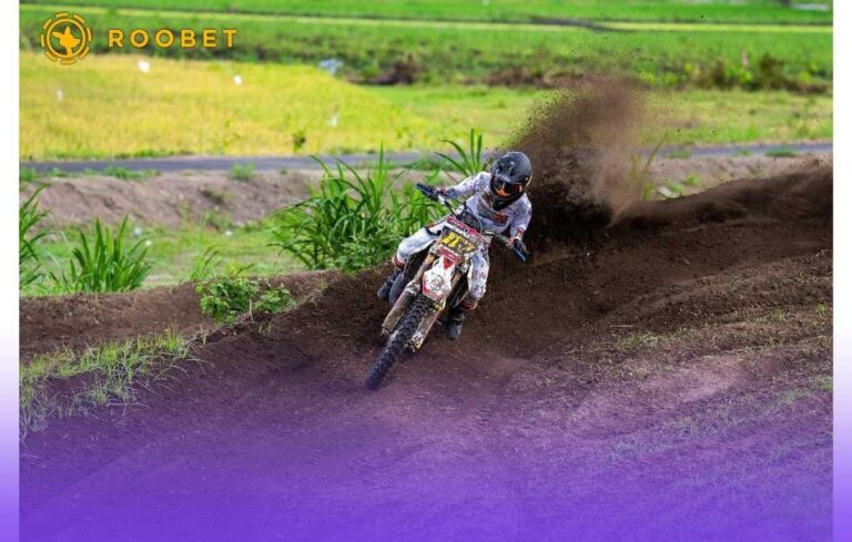 Motocross racer on a dirt track