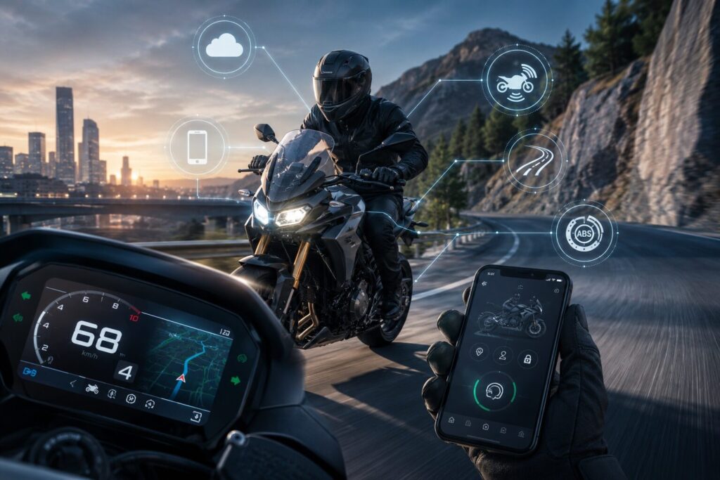 smart motorcycles, connected motorcycle technology, modern motorcycle features, advanced motorcycle safety, motorcycle automation systems, intelligent motorcycle bikes, motorcycle rider assistance, smart bike innovations, motorcycle technology trends, high-tech motorcycles